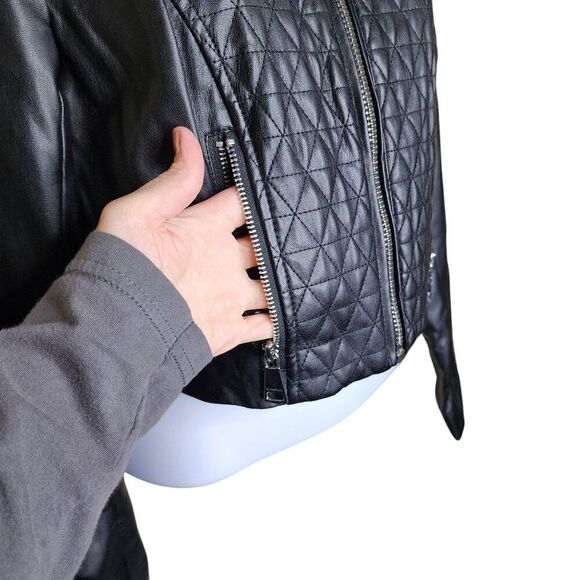Vintage Y2K Bebe Quilted Leather Motorcycle Jacket Womens Size XS Black - Picture 2 of 8